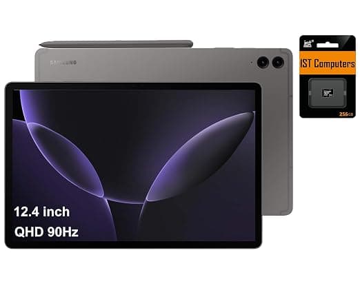 Samsung Galaxy Tab S9 FE+ Plus Android Tablet (12.4" Touchscreen, 8GB RAM, 128GB Storage + 256GB SD Card, 18-Hr Long Battery Life, S Pen, 1 Front Camera + 2 Rear Cameras, Lightweight Design), SM-X610