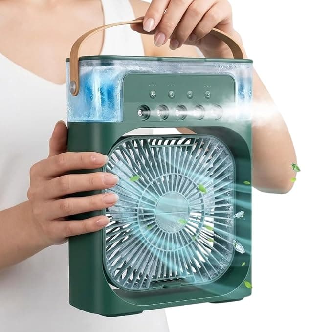 Drumstone (๐๐ฉ๐๐๐ข๐๐ฅ ๐๐ ๐๐๐๐ซ๐ฌ ๐๐๐ซ๐ซ๐๐ง๐ญ๐ฒ) Portable Mini Air Cooler with Water Spray, Personal Evaporative Cooling Fan, 3 Wind Speeds, LED Night Light, Desktop Air Cooler for Home