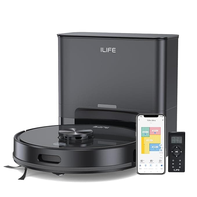 ILIFE T20s Ultra Robot Vacuum Cleaner with LiDAR Navigation, Self-Emptying for Up to 10 Weeks, 10,000Pa Suction, 300mins Runtime, Dry & Wet Combo, Customised Cleaning, App, Voice and Remote Control