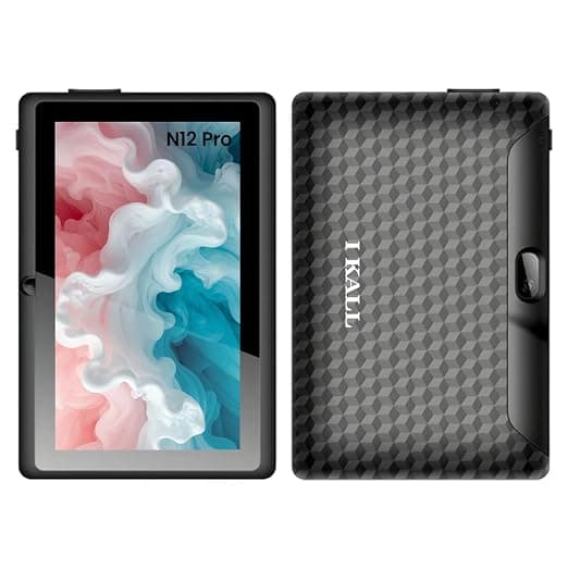 IKALL N12 Pro - Android Wi-Fi Tablet, 3GB RAM, 16GB Storage, 7" Display, WiFi Only, 3000mAh Battery, Dual Camera, Compact & Lightweight Tablet for Entertainment & Learning (Black)