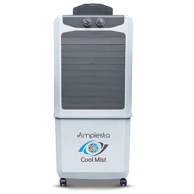 Amplesta CoolMist 50L Personal/Desert Air Cooler for Home with 14” Fan, Collapsible louvers,65mm Honeycomb pads for cooling, 3 Speed; Vertical Swing, Cooler for room; DualTone Grey (1 Year warranty)
