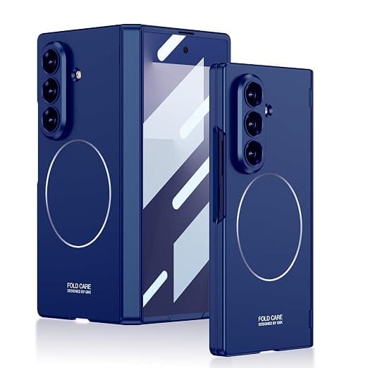 Midkart Magnetic Case Compatible with Samsung Galaxy Z Fold 7 and Compatible with Magsafe Charging Ultra Thin Hard PC with Front Glass Cover and Camera Protection, Blue
