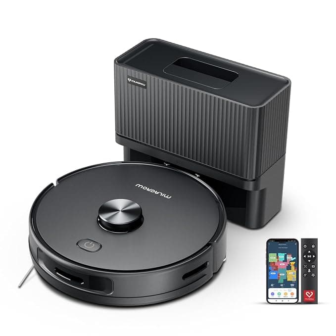 MILAGROW BlackCat 25 Robot Vacuum Cleaner, 12000Pa Suction Power, 3L Bagless Self-Empty Base, 70-Day Handsfree, LiDAR RT2R 3.0 Navigation, Perfect for Dust & Pet Hair WiFi/APP/Remote/Alexa (Black)
