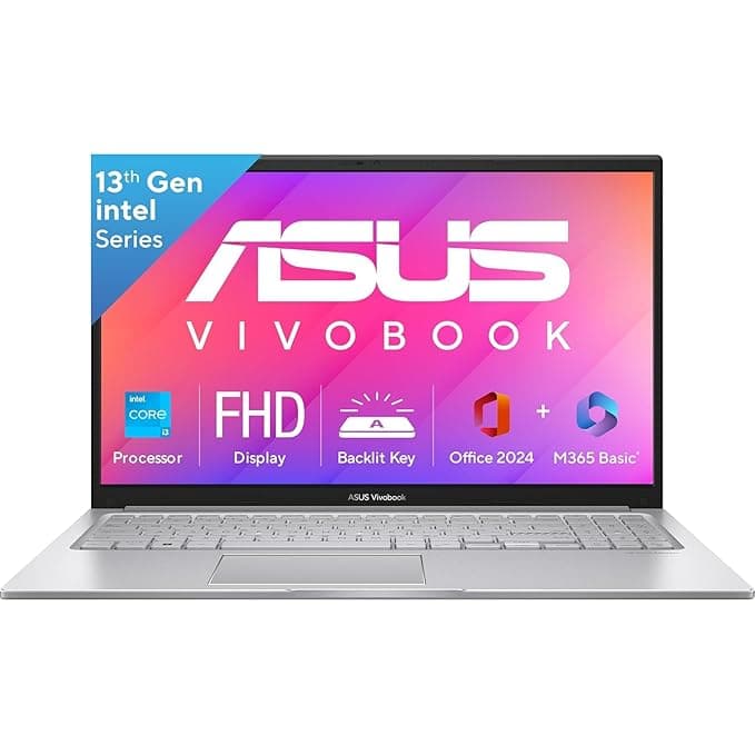 ASUS Vivobook 15 (2026),Intel Core i3-1315U, Intel iGPU, 16GB RAM, 512GB SSD, FHD, 15.6"(39.6 cm),Windows 11 Home,M365 Basic(1 Year)* Office 2024,Cool Silver,1.7 Kg,X1504VA-D5341WS,Thin & Light Laptop