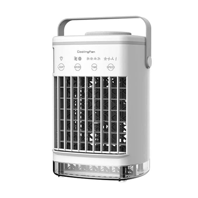 USB Powered Desktop Air Cooler Small Air Cooler with Water Tank Top-Fill Desktop Cooling Fan Desk-Friendly for Office Workers, Students, Dorm Room, Nightstand, White