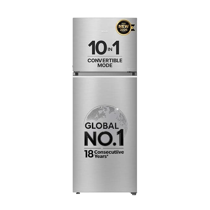 Haier 358 L 2 Star Frost Free Triple Inverter Double Door Refrigerator, 360° Magic Cooling for Uniform Freshness & Spacious Fresh Zone (HEF-362TSA-P, Inox Steel, 10 In 1 Convertible Modes, 2026 Model)