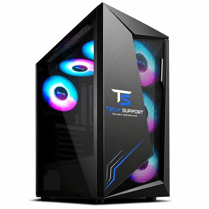 TECHSUPPORT Desktop PC | Core i7 7th Gen 3.60 GHz | 16GB DDR4 RAM | 1TB NVMe SSD Gen 4 | Windows 11 Pro Office 2021 | Wi-Fi 6,5g + Bluetooth 5.4 USB | RGB Gaming Cabinet | 2 Year Onsite Warranty