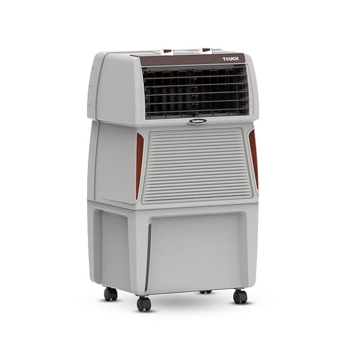 Symphony Touch 40 Room Air Cooler | High Efficiency Cooling | 185W | CFD Technology | 40L | Fully Closable Louvers | Manual Mode | Air Cooler with Wheels For Easy Mobility | 1 Year Warranty, White