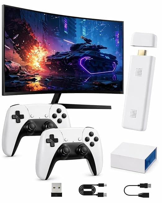 Video Game New 2026 TV Video Game Gaming System, Plug & Play Video TV Games HD with Wireless 2 Controllers for Men/Women/Girls/Boys/Adult/Kids/ White Limited Edition