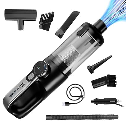 GoMechanic Cordless Vacuum Cleaner 2 in 1 | Dual Mode 6000mAh Battery with 12V DC Port | Blower and Hand Vacuum Cleaner for Home | 3X Powerful 18000Pa Suction | BLDC Motor | Washable HEPA Filter