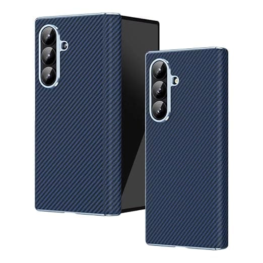 Ultra Hybrid Carbon Fibre Case for Samsung Galaxy Z Fold 7 | Hinge Protection + Built-in Screen Protector | Shockproof Back Cover | Fold 7 Case/Cover with Camera Lens Guard & Protection (Blue)