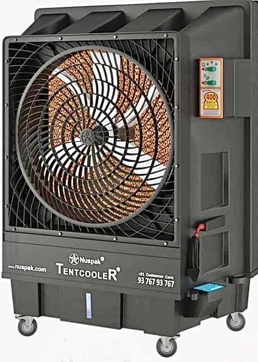 NUSPAK JUMBO & TENT COOLER 90 Litre 950Rpm 30'' Air Cooler with 2500 Sqft Cooling Area, 490 Watt, 3 Way Speed Control, Pump Auto Turn off, 75 Foot Air Throw
