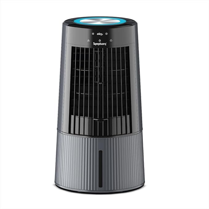 Symphony Duet-i Personal Kitchen Cooling Fan For Home and Office Tabletop with Honeycomb Pad | Kitchen Fans for Home Cooking | Mini Portable Fan | Low Power Consumption (6L, Grey)