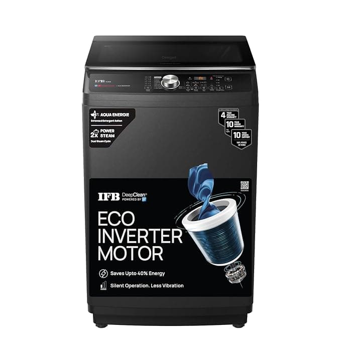 IFB 9 Kg 5 Star AI Powered Deepclean® Technology Fully Automatic Top Load Washing Machine with Inbuilt Heater(TL900NB2SID, Eco Inverter, Power Steam®, Activmix, 4 Year Machine Warranty, Noir Black)