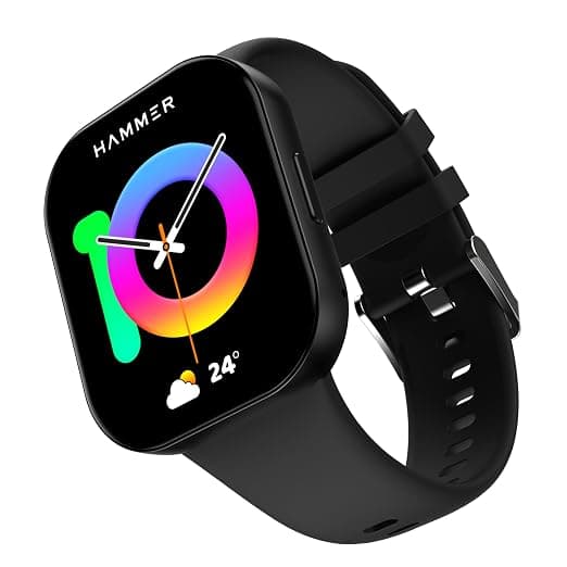 HAMMER Robust 1.96" AMOLED Smart Watch for Men with BT Calling, 410 * 502 PX, Always on Display, 800 Nits, Multi Sports Modes, 60Hz Refresh Rate (Charcoal Black)