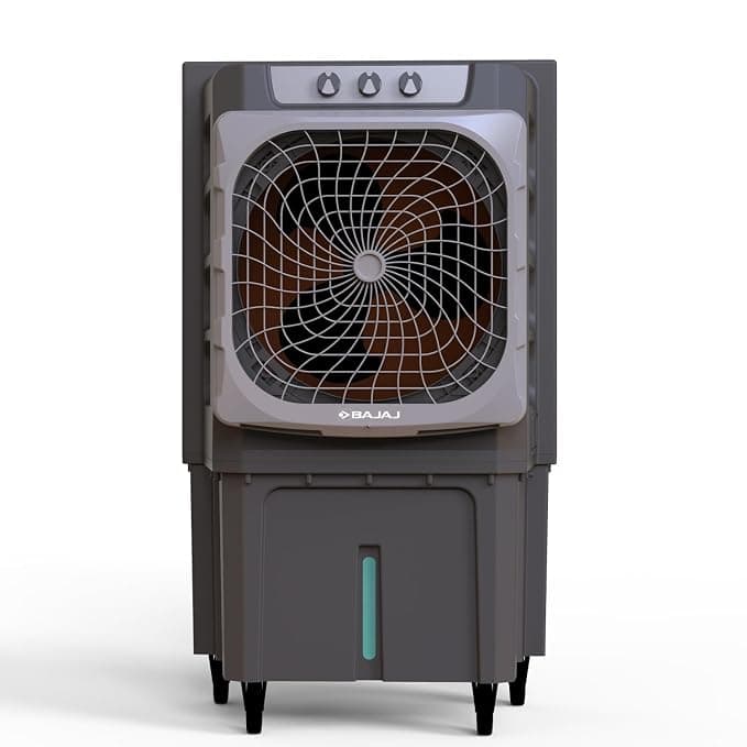 Bajaj XForce 135L Semi-Commercial Desert Air Cooler For Home|Honeycomb Cooling Pads (80mm thickness)|Aluminium Fan Blade|100Ft Air throw|3-Speed Control| 1 Year Product Warranty|Grey | Honeycomb Cooling Pads (80mm thickness), Aluminium Fan Blade, 100Ft Air throw, 3-Speed Control