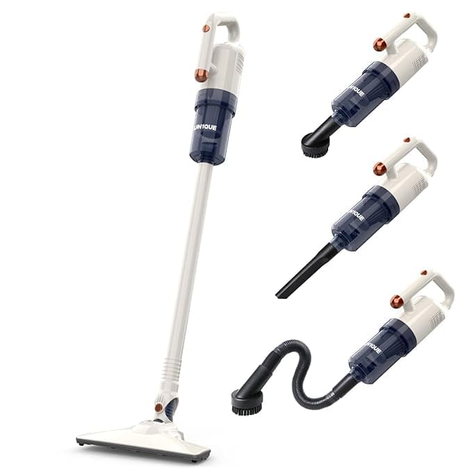 UN1QUE 2 in 1 Handheld & Stick Vacuum Cleaner for Home, 500W Handheld Vacuum with 15000PA Suction, 0.8L Washable HEPA Filter, Adjustable Head, Bagless Dry Vacumming, Deep Clean for Hard Floor, Carpet