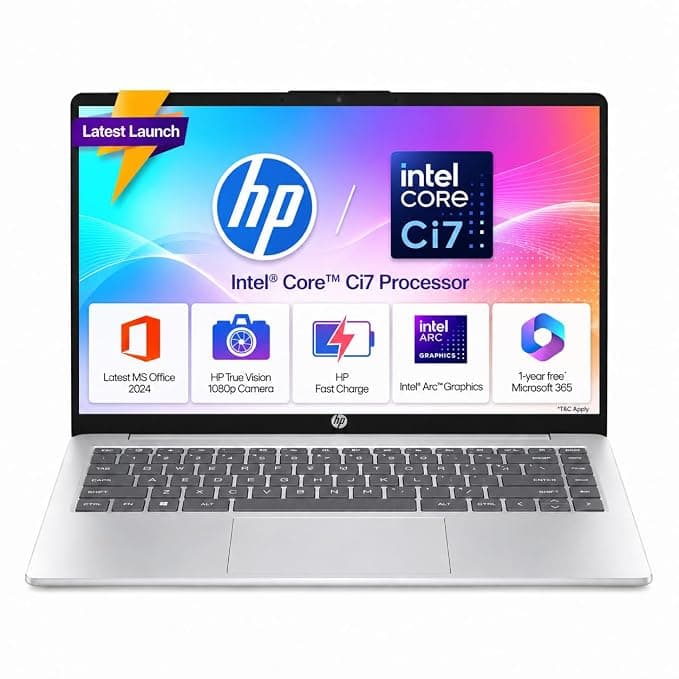 HP Premium EP Series (Intel 13th Gen Core i7-1355U, 16GB RAM, 512GB SSD, Win 11, MS Office 2024, Backlit KB, FHD Camera, 14''/35.6cm Anti-Glare Micro-Edge Display, Lightweight 1.4kg, Silver) EP0159TU