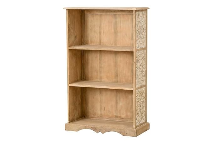 The Attic Jodhpur Bookshelf, Multipurpose for Living Room Bed Room Study, Solid Wood, Natural + White Matte Finish