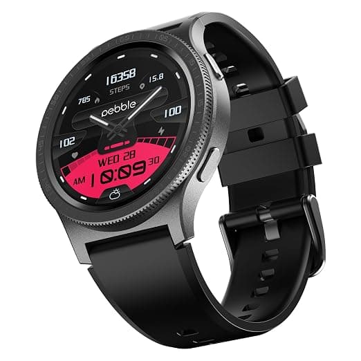 Pebble Revolve Pro 1.43" Ultra AMOLED Smartwatch | Rotating Bezel | 600 Nits Brightness | AOD | High-Accuracy Step Counter | Metal Build & Premium Strap | BT Calling | DIY Watch Faces - Grey