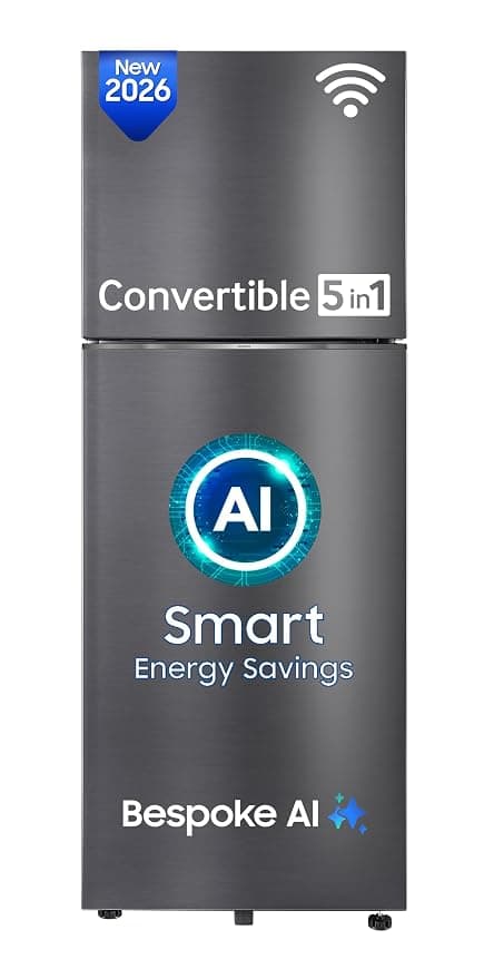 Samsung 419 L, 3 Star, Convertible 5-in-1, Digital Inverter, Frost Free Double Door, Bespoke AI WiFi Refrigerator (RT45HG6A43B1HL, Black DOI, 2026 Model)