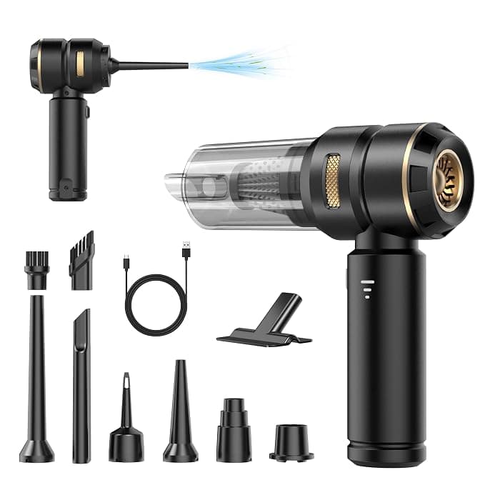 Svoko 4-in-1 Car Vacuum Cleaner, 20000Pa Cordless Vacuum Cleaner with Brushless Motor, Mini Vacuum Cleaner for Car Use, 6000mAh Rechargeable Battery, 3 Speed Modes, 9-in-1 Kit, USB-C