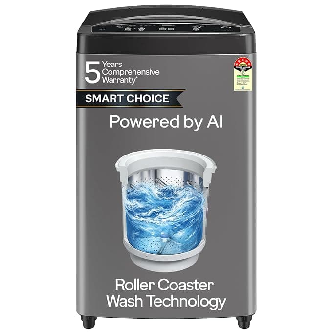 Godrej Smart Choice 7 Kg 5 Star, 5 Years Comprehensive Warranty, AI Tech, Fills Tub At ~0 Water Pressure, Fully-Automatic Top Load Washing Machine (WTEON ALP 70 5.0 FDUN GPGR, Graphite Grey)