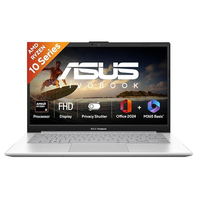 ASUS Vivobook Go 14 (2026),AMD Ryzen 3 30 Processor,AMD Radeon iGPU,8GB RAM,512GB SSD,FHD,14" (35.5 cm),Windows 11,M365 Basic(1Y)* Office 2024,Cool Silver,1.38 Kg,E1404FA-EB1224WS,Thin & Light Laptop