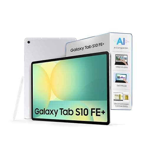 Samsung Galaxy Tab S10 FE+, S Pen in-Box, 27.7 cm (13.1 inch) Display, AI Writing, Desktop Mode, Pre Loaded Pro Apps, 12 GB RAM, 256 GB Storage, Wi-Fi Tablet, Silver