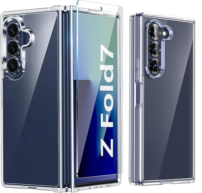 for Samsung Galaxy Z Fold 7 Case Clear,Z fold7 Phone Case with Screen Protector,Hard PC Slim fit Shockproof Protective Cases for Galaxy Z Fold7 Cover,Transparent