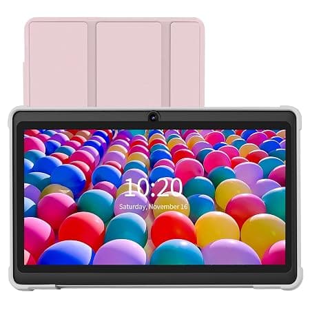 7 Inch Quad Core Android 13 OS 32GB ROM WiFi Bluetooth Dual Camera Tablet PC USB C 7" IPS HD Touch Screen Android PAD (Pink)