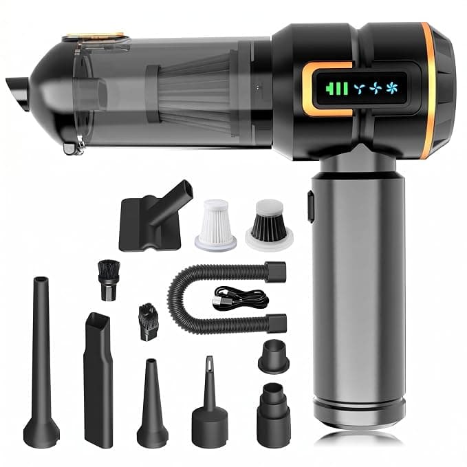 FYA Handheld Vacuum Cleaner Cordless, 4 in 1 Car Vacuum Cleaner & Compressed Air Duster Blower, Rechargeable 6000mAh, 3 Speed Suction Upto 18000PA, BLDC Motor, for Home Car Pet Hair Deep Cleaning