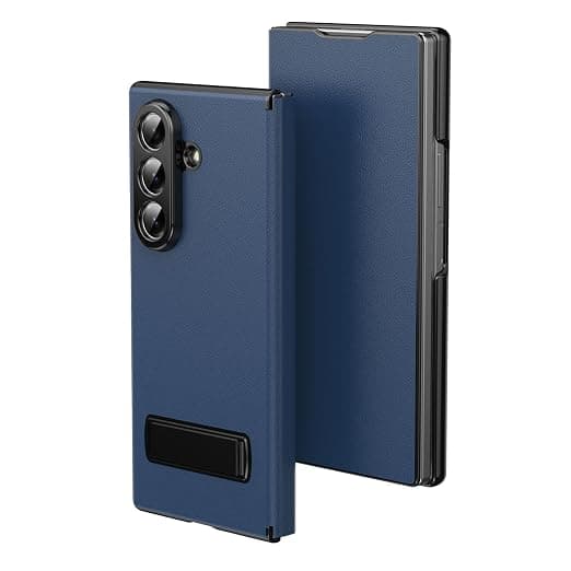 compitable with Samsung Galaxy Z Fold 7 Sheepskin Series Faux Soft Leather Wallet Flip with Magnetic Closure Slim Flip Cover for Samsung Z Fold 7 5G Navy Blue