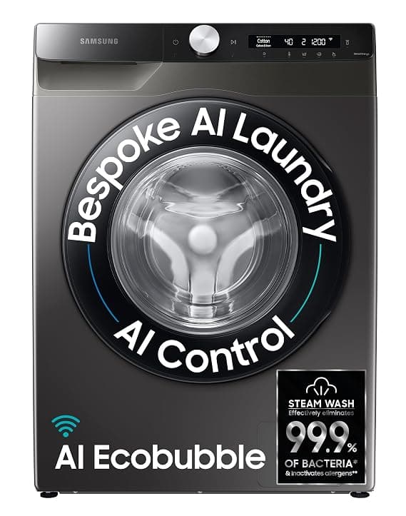 Samsung 8 kg, 5 star, AI Control, AI Eco Bubble, Wi-Fi, Digital Inverter, Motor, Fully-Automatic Front Load Washing Machine (WW80T504DAX1TL, Hygiene Steam, Inox)