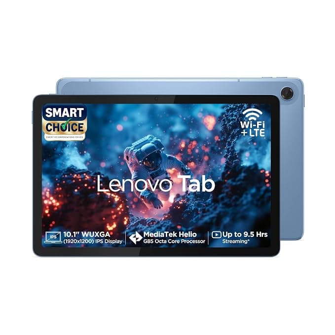 Lenovo Tab (Smartchoice)| 10.1" Display| 4G (LTE) + Wi-Fi (Calling)| 4 GB RAM + 64 GB ROM (Expandable up to 1 TB)| Metal Body| Dual Speakers with Dolby Atmos| Android 14| Color: Polar Blue