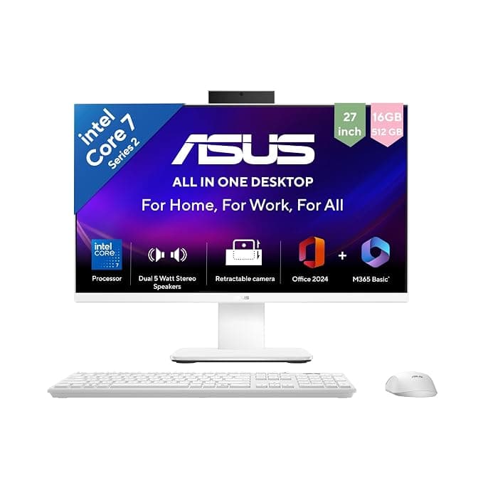 ASUS V470 (2026),i7-14th Gen,Intel Core 7 240H,16GB RAM (Upgradeable),512GB SSD,FHD,27"(68.5 cm),Win 11,M365 Basic(1Y),Office 24,White,7.07 Kg,V470VA-KWC7004WS,with Keyboard & Mouse,All in One PC