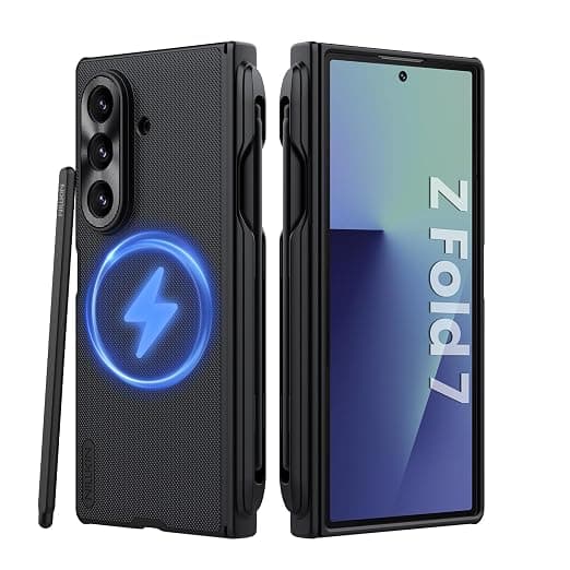 Nillkin Frosted Shield Samsung Galaxy Z Fold 7 Magnetic Case, with S Pen Holder & Pen & Hinge Protection Slim, Compatible with Magsafe, Protective Case for Galaxy Z Fold 7 5G (Black)