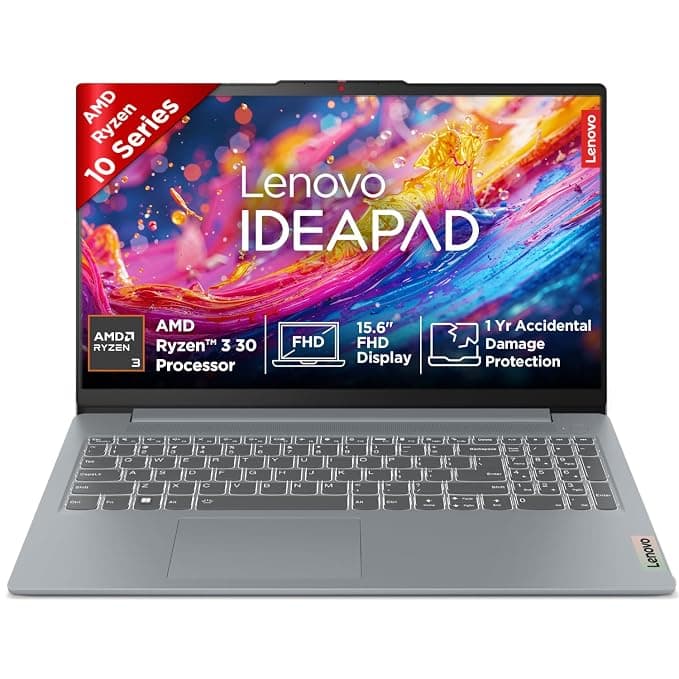Lenovo IdeaPad Slim 3 Ryzen 3 30 15.6" (39.6cm) FHD Thin and Light Laptop (16GB RAM/512GB SSD/Windows 11/ Office 2024/Grey/1.6Kg), 82XQ01MAIN
