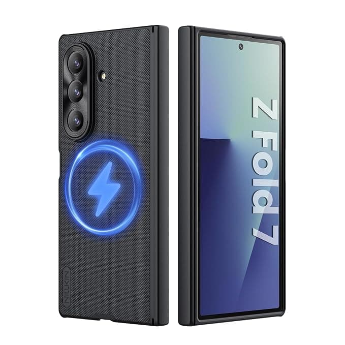 Nillkin Samsung Galaxy Z Fold 7 Magnetic Case, with Hinge Protection Front Cover Slim, Compatible with Magsafe, Frosted Shield Protective Case for Galaxy Z Fold 7 5G (Black)