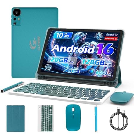 CUPEISI YQ10S MAX Android 13 10 Inch Tablet, 12GB RAM + 128GB ROM / 1TB Expandable, 2-In-1 Tablet With Keyboard, 2.0GHz Quad-Core CPU HD Screen, Google Certified 5G WiFi 6 BT, Blue
