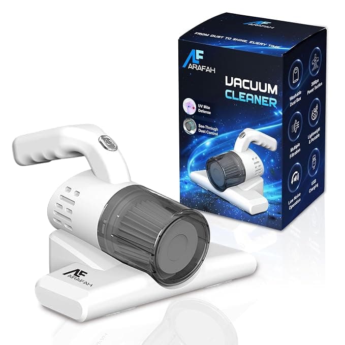 ARAFAH Dust Mite Vacuum Cleaner with UV Light | 2800Pa Strong Suction, 2000mAh Battery | Dust Mite Remover for Bacteria & More | Handheld Design Ideal for Sofas, Mattresses, Car Seats & Upholstery