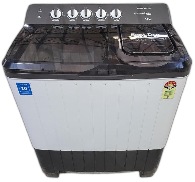 Voltas Beko, A Tata Product 14 Kg 5 Star Semi-Automatic Top Load Washing Machine (WTT140UPA/GRSSWH5PTDA, Grey, Special pulsator and Double waterfall Technology)
