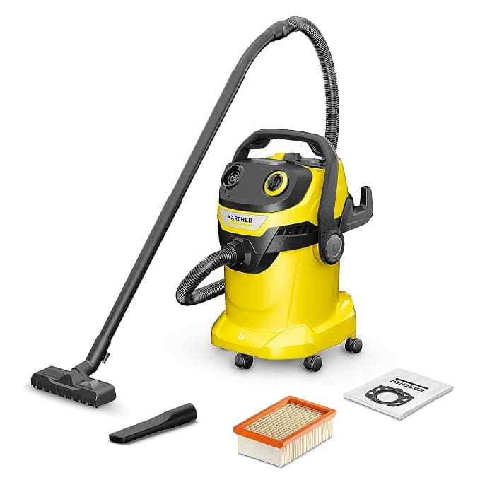 Karcher Wd 5 V Wet & Dry Vacuum Cleaner, 28kPa Suction Power, 25L Tank, 1100W, Flat-Pleat Filter, Blower Function, Cartridge Filter & Fleece Filter Bag, for Home, Car & Garage Cleaning, German Tech