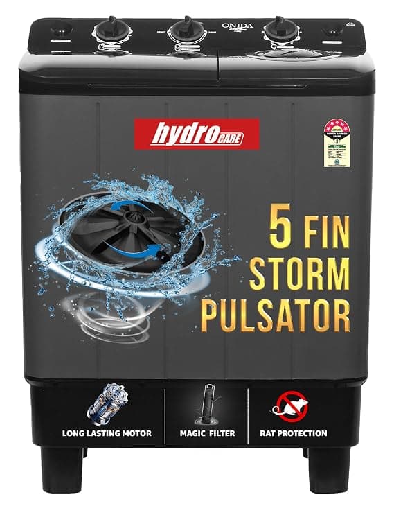 ONIDA 7 kg 5 Star Semi Automatic Top Loading Washing Machine (S70GR,Grey, 5 Spin Storm Pulsator, Powerful Wash Motor, Magic Filter)